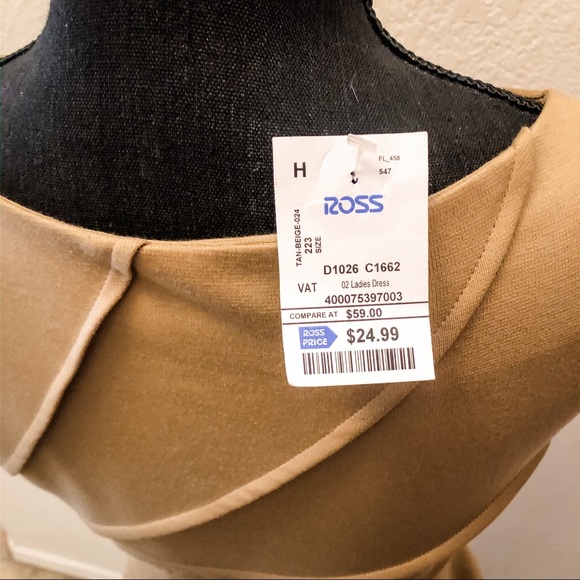 NWT London Times Side Ruched Dress in Camel - Picture 6 of 6